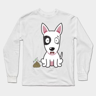 Funny bull terrier smells poo poo Long Sleeve T-Shirt